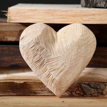 A carving of a wooden heart.