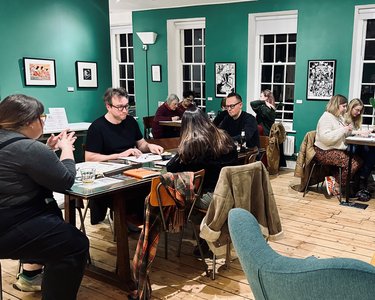 A drink and draw session at Broadway Gallery