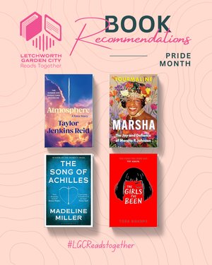 A graphic displaying four book covers: Atmosphere, The Song of Achilles, Marsha, and The Girls I've Been.