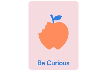 An icon of an apple that says "Stay Curious".