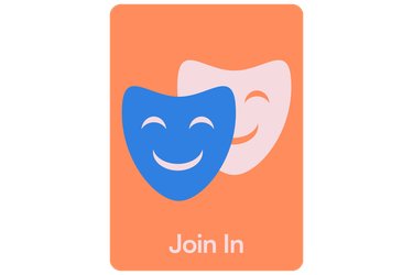 An icon of a theatre mask that says "Join In".