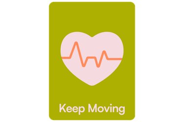 An icon of a heart that says "Keep Moving".