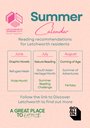 A calendar graphic for the Year of Reading monthly themes. July is Nature Reading, South Asian Heritage Month, and the Summer Reading Challenge. August is Coming of Age, Summer of Adventures, and Fantasy.