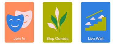 Icons that read: Join In, Step Outside, Live Well